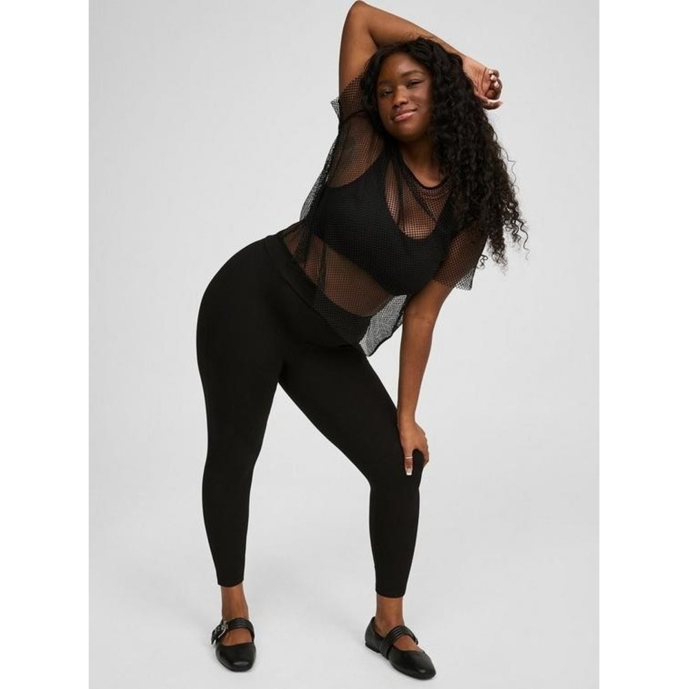 Torrid Black Cotton Spandex Crop Leggings Plus 00 Pull On Comfort Waist 10 M/L